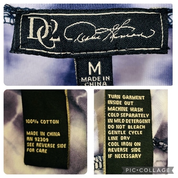 DG2 Diane Gilman Navy & White DG Downtime Tulip Sleeve Cinch Tee - Sz M - Picture 3 of 14